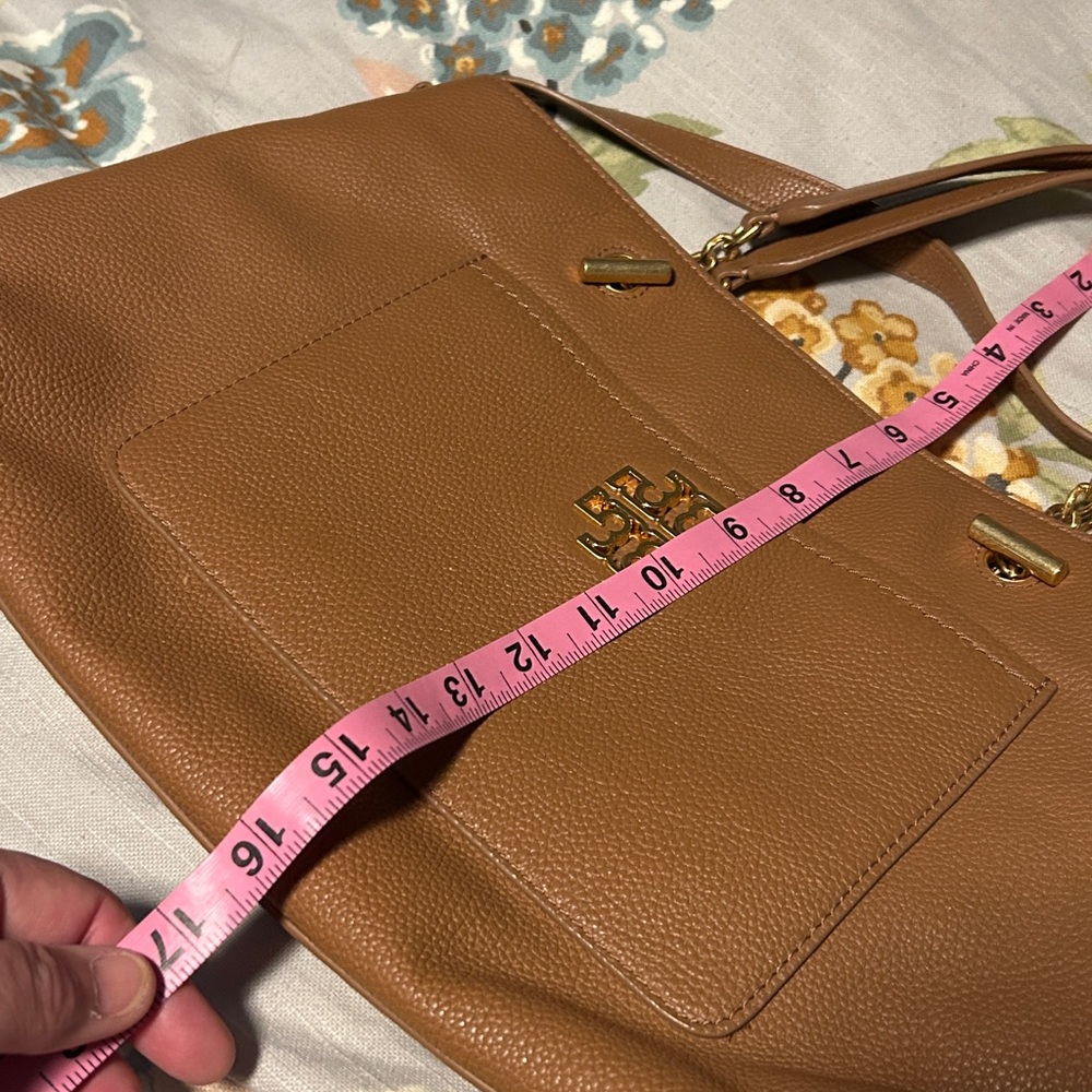 Tory Burch Brown Leather Tote with Gold Accents - Picture 12 of 13